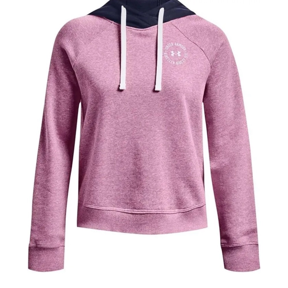 NEW Under Armour Womens Rival Cb Fleece HOODIE Top Sz XS HEATHER NAVY PURPLE